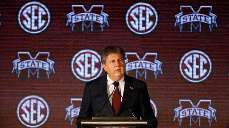 Mississippi State Bulldogs Head Coach Mike Leach at 2021 SEC Media Days