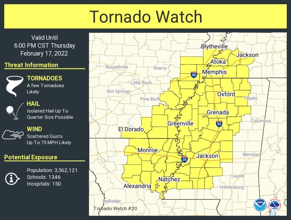 Tornado watch issued for 45 Mississippi counties - SuperTalk Mississippi