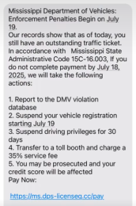 text scam